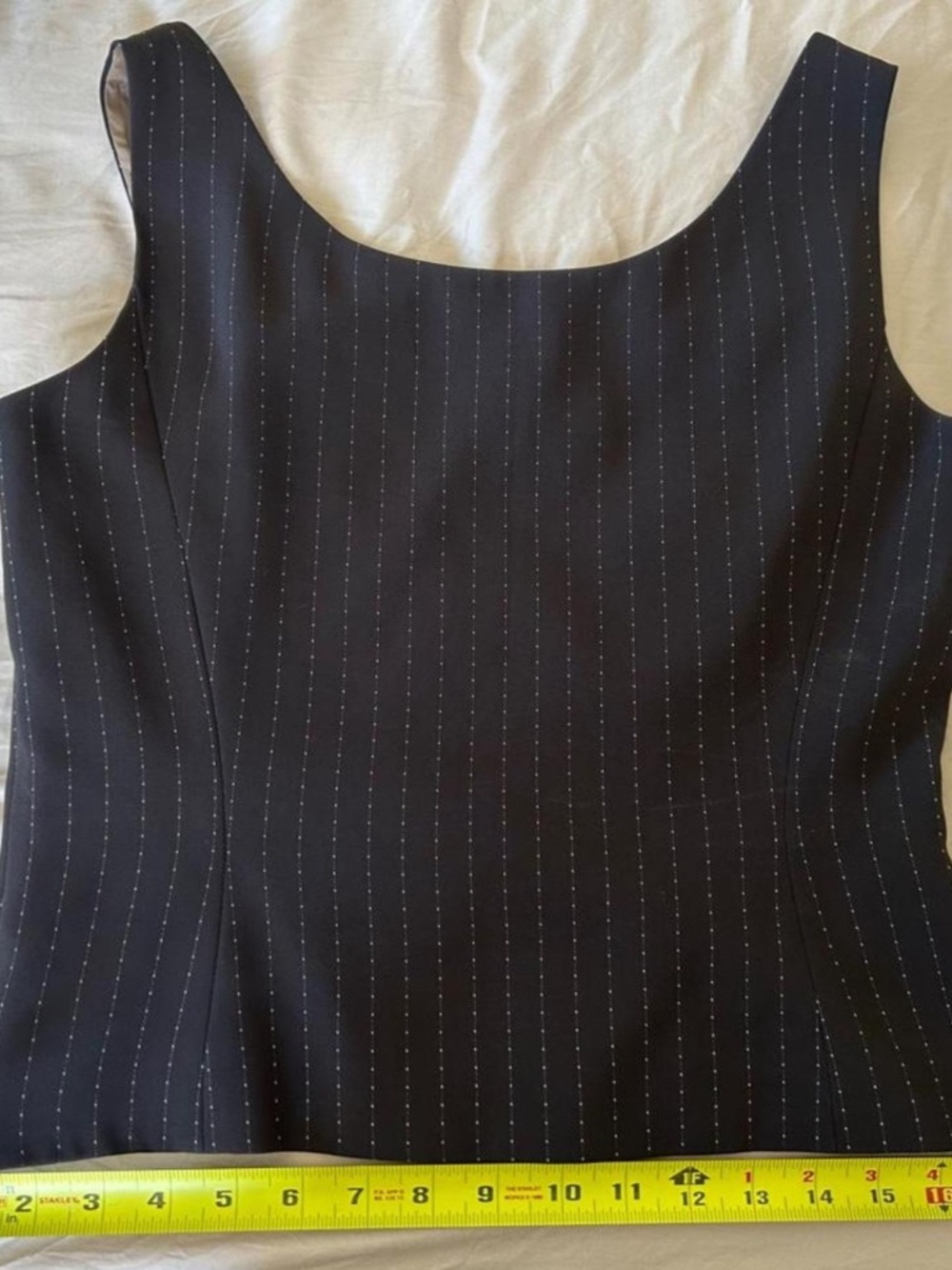 Tahari brown pinstripe top